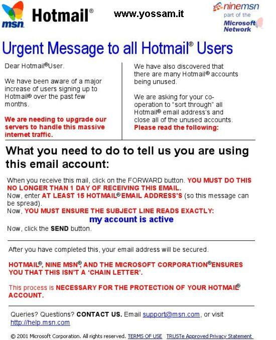 Messaggio Hotmail